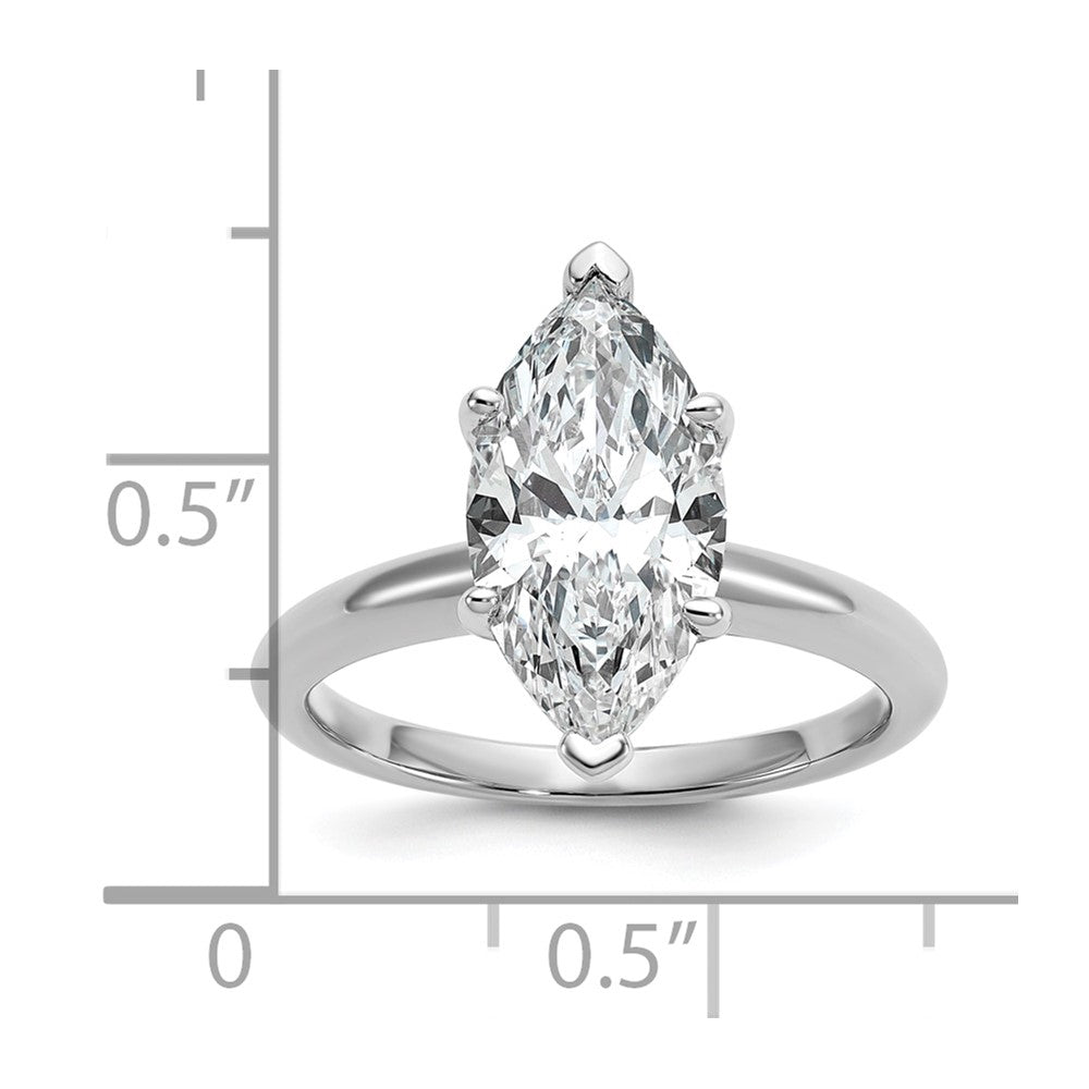 14k White Gold 3 Ct. Lab Grown Diamond VS/SI+ G+ Marquise Solitaire Engagement Ring