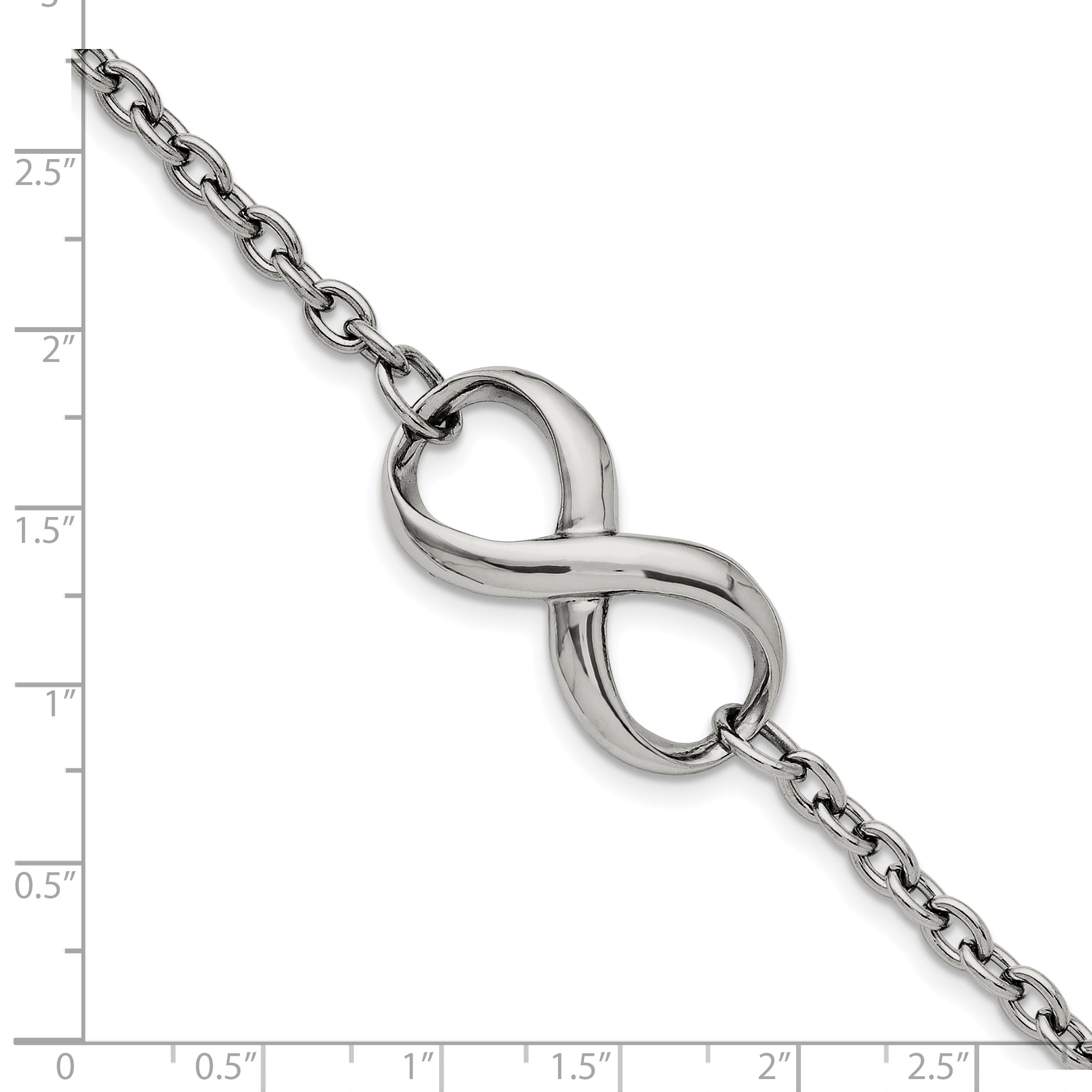 Stainless Steel Chisel Polished Infinity Symbol 7.5 Inch Bracelet