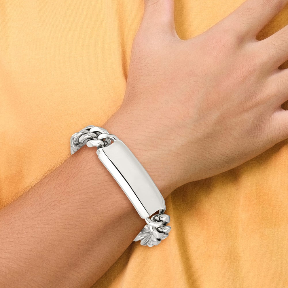 Stainless Steel Chisel Antiqued And Polished Curb Chain 8.75 Inch Id Bracelet