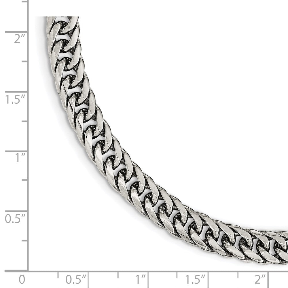Stainless Steel Chisel Polished 9 Inch Double Curb Chain Bracelet