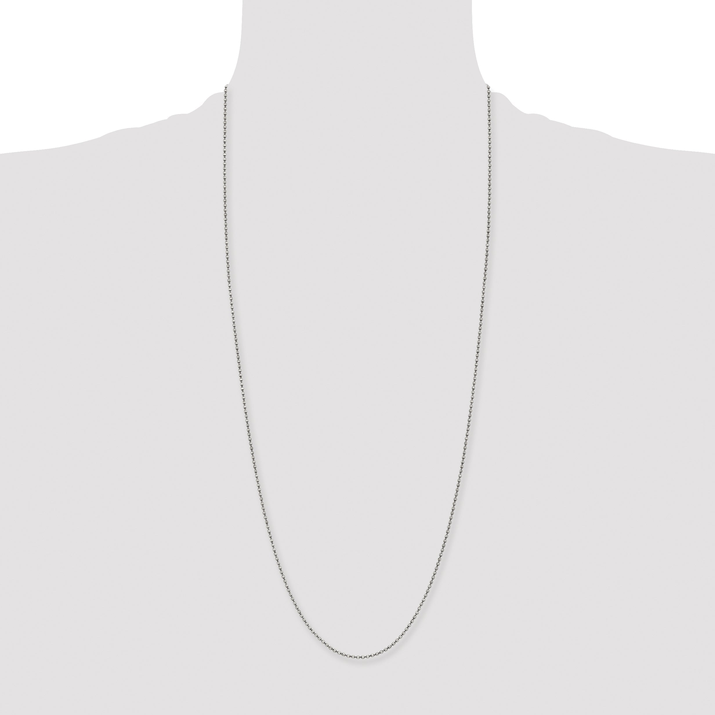 Stainless Steel Chisel Antiqued 2mm 30 Inch Beaded Ball Chain Necklace