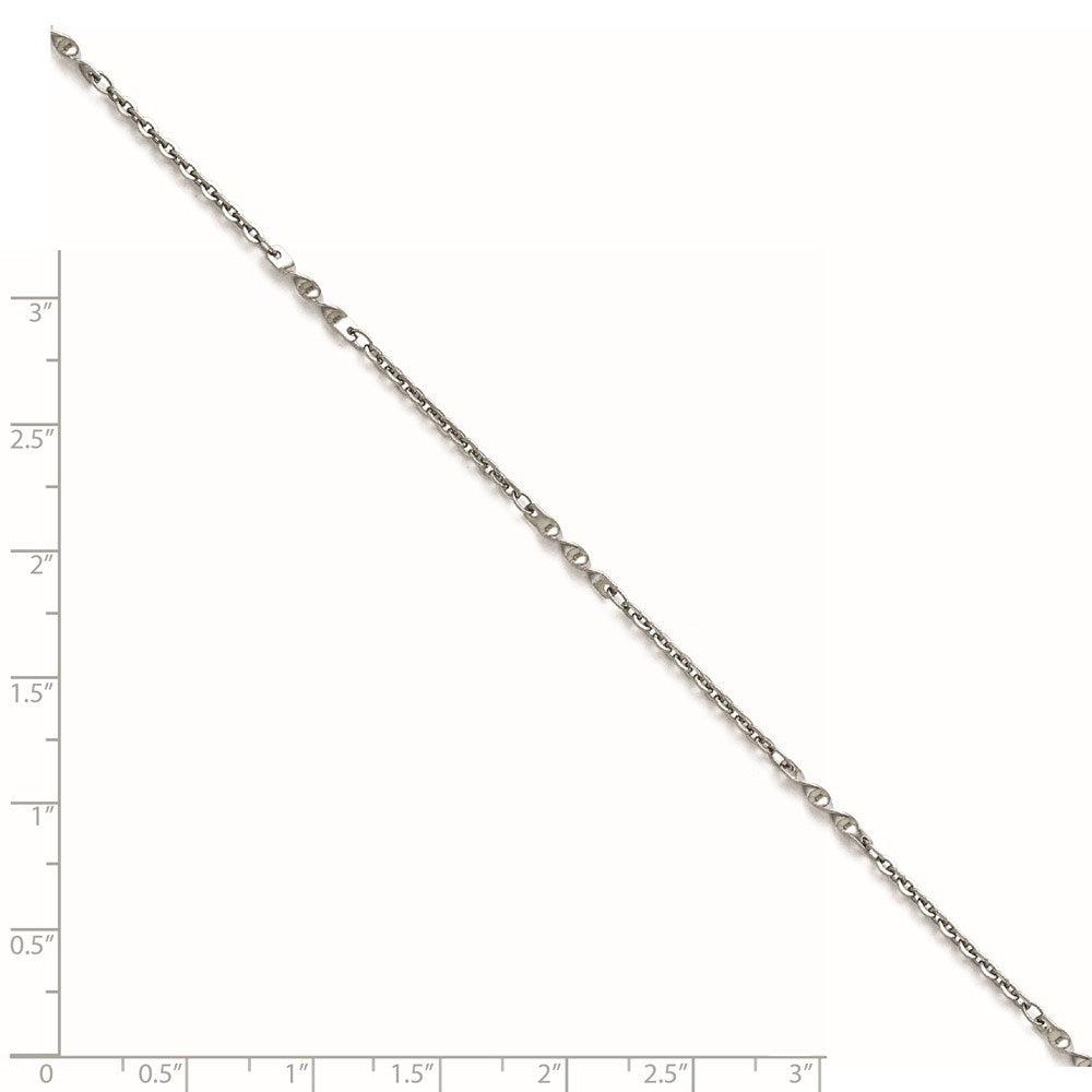 9.5 Inch Stainless Steel Polished Fancy Link Chain Anklet