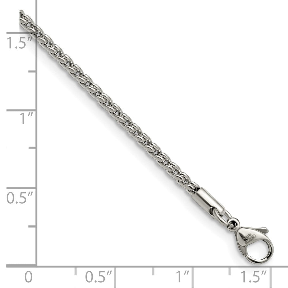 Stainless Steel Chisel Polished 2.5mm 9.5 Inch Fancy Link Anklet