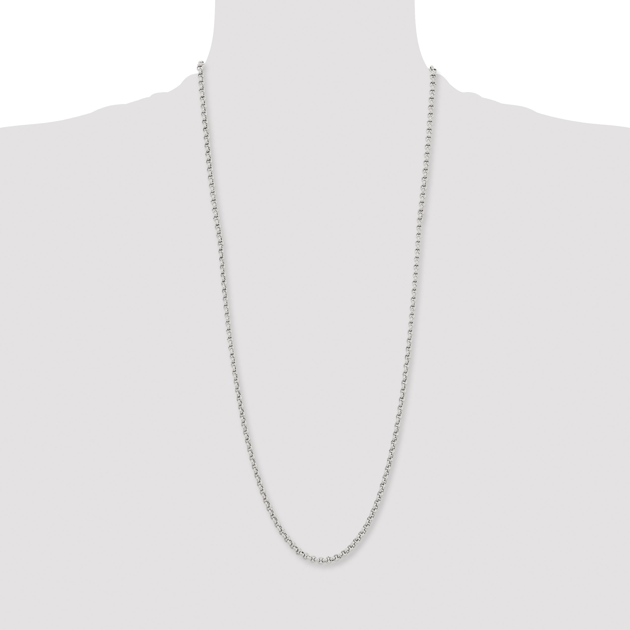 Stainless Steel Chisel Polished 3.9mm 30 Inch Rolo Chain Necklace