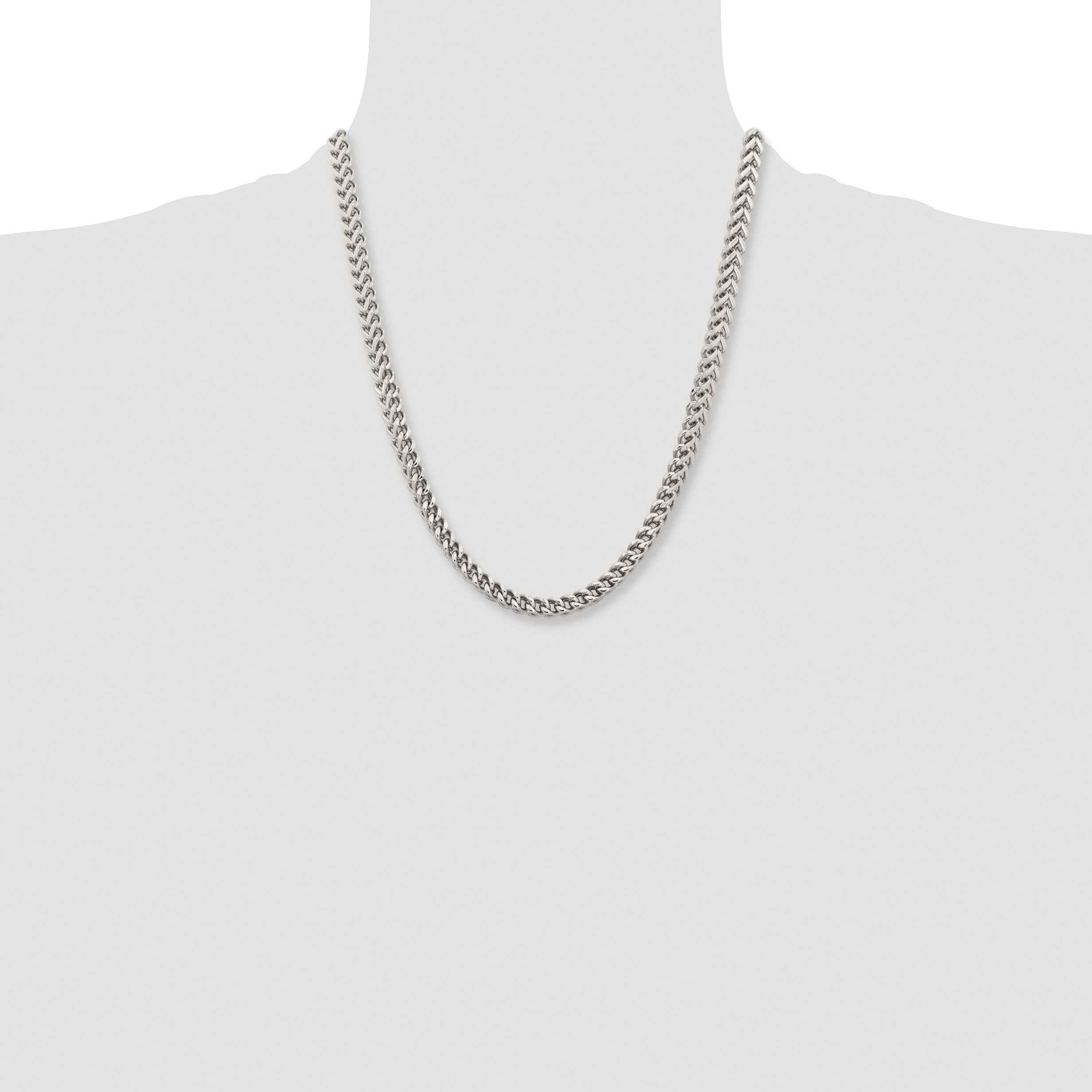 Stainless Steel Chisel Polished 6.75mm 22 Inch Franco Chain Necklace