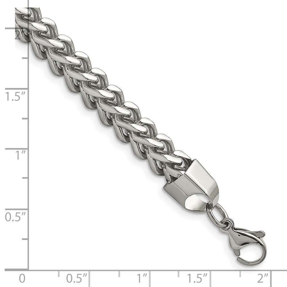 Stainless Steel Chisel Polished 6.75mm 9 Inch Franco Chain Bracelet