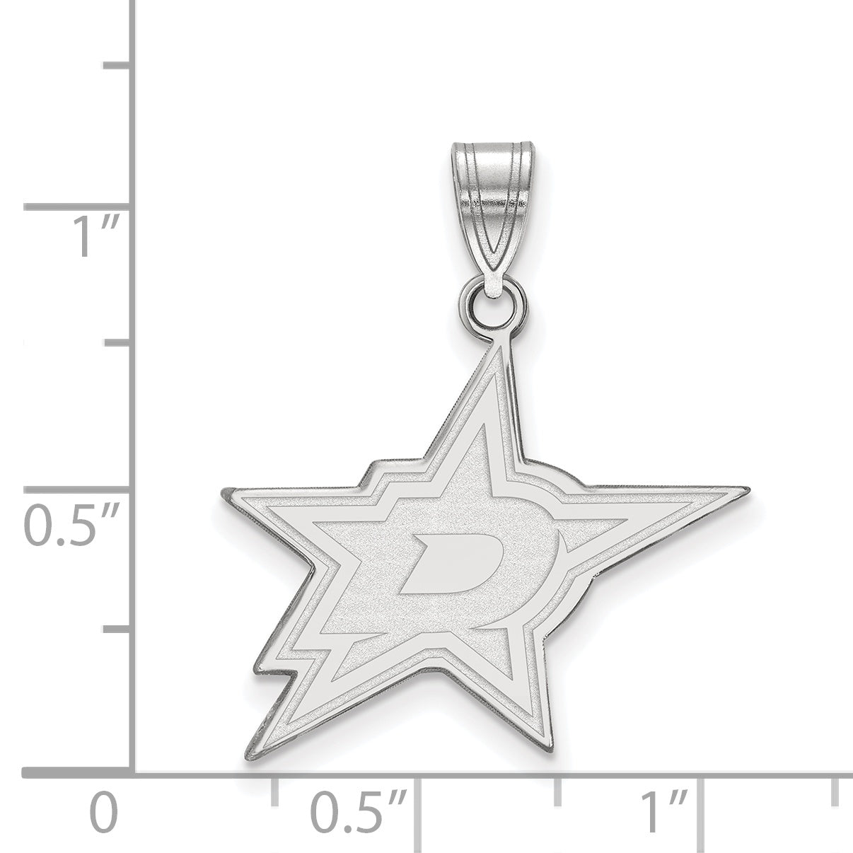 Sterling Silver Rhodium Plated Nhl Logoart Dallas Stars Large Pendant