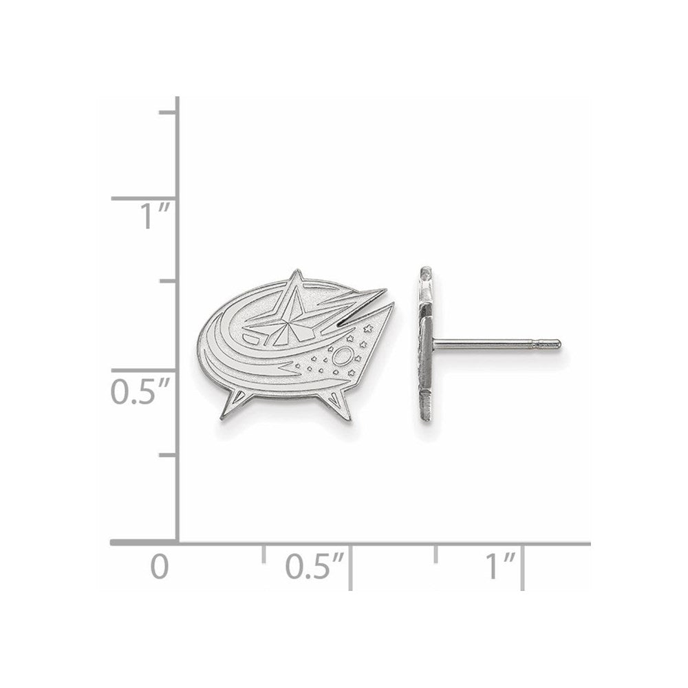 10K White Gold Nhl Logoart Columbus Blue Jackets Small Post Earrings