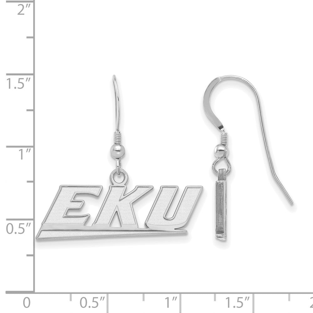 Sterling Silver Rhodium Plated Logoart Eastern Kentucky University E K U Small Dangle Earrings