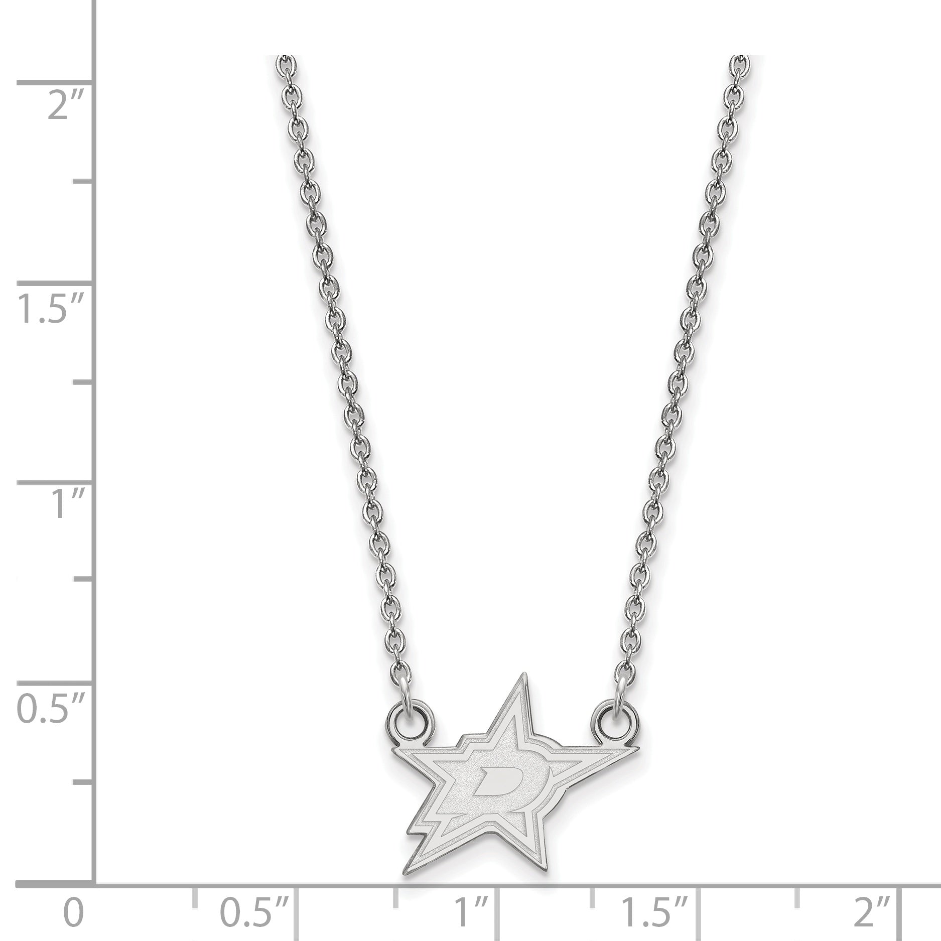 14K White Gold Nhl Logoart Dallas Stars Small Pendant 18 Inch Necklace