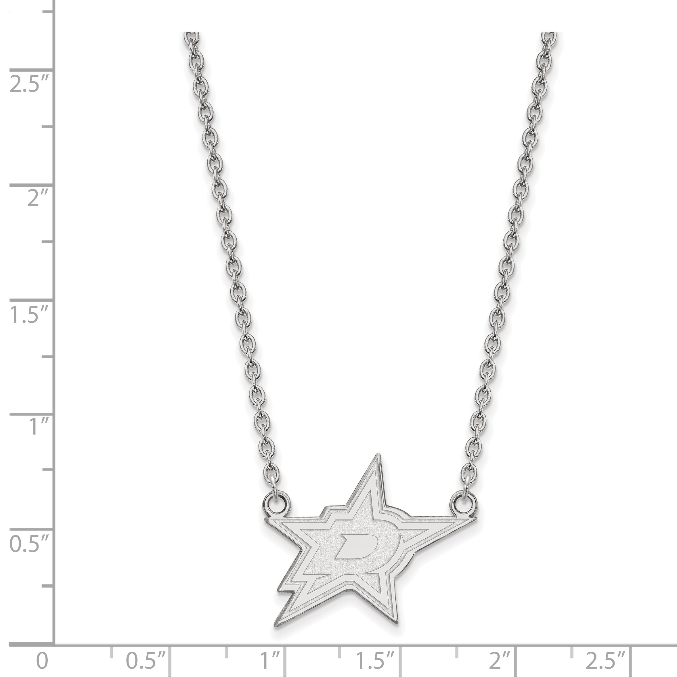 14K White Gold Nhl Logoart Dallas Stars Large Pendant 18 Inch Necklace