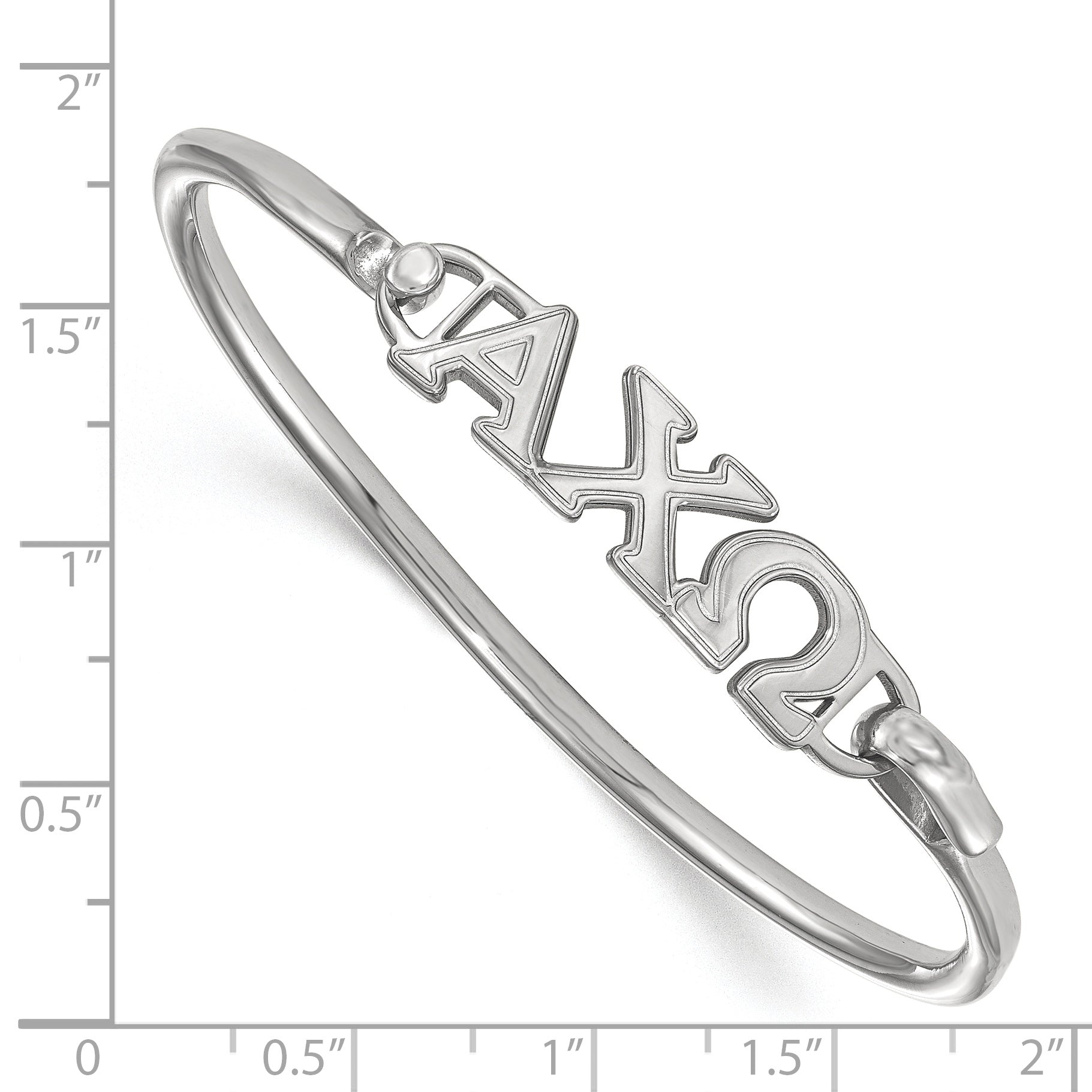 Sterling Silver Logoart Alpha Chi Omega Large Hook And Clasp Bangle