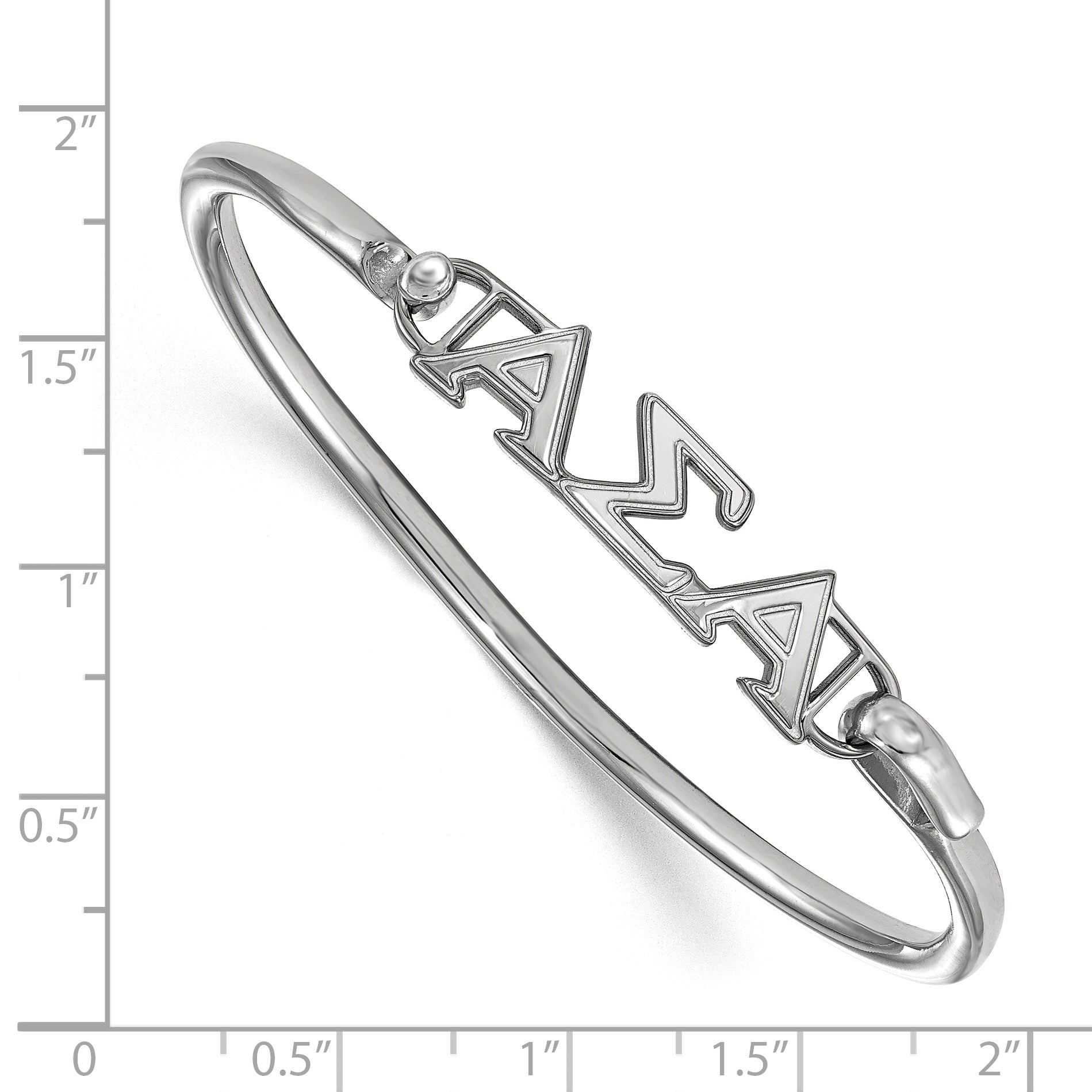 Sterling Silver S. Rh P Logoart Alpha Sigma Small Hook And Clasp Bangle
