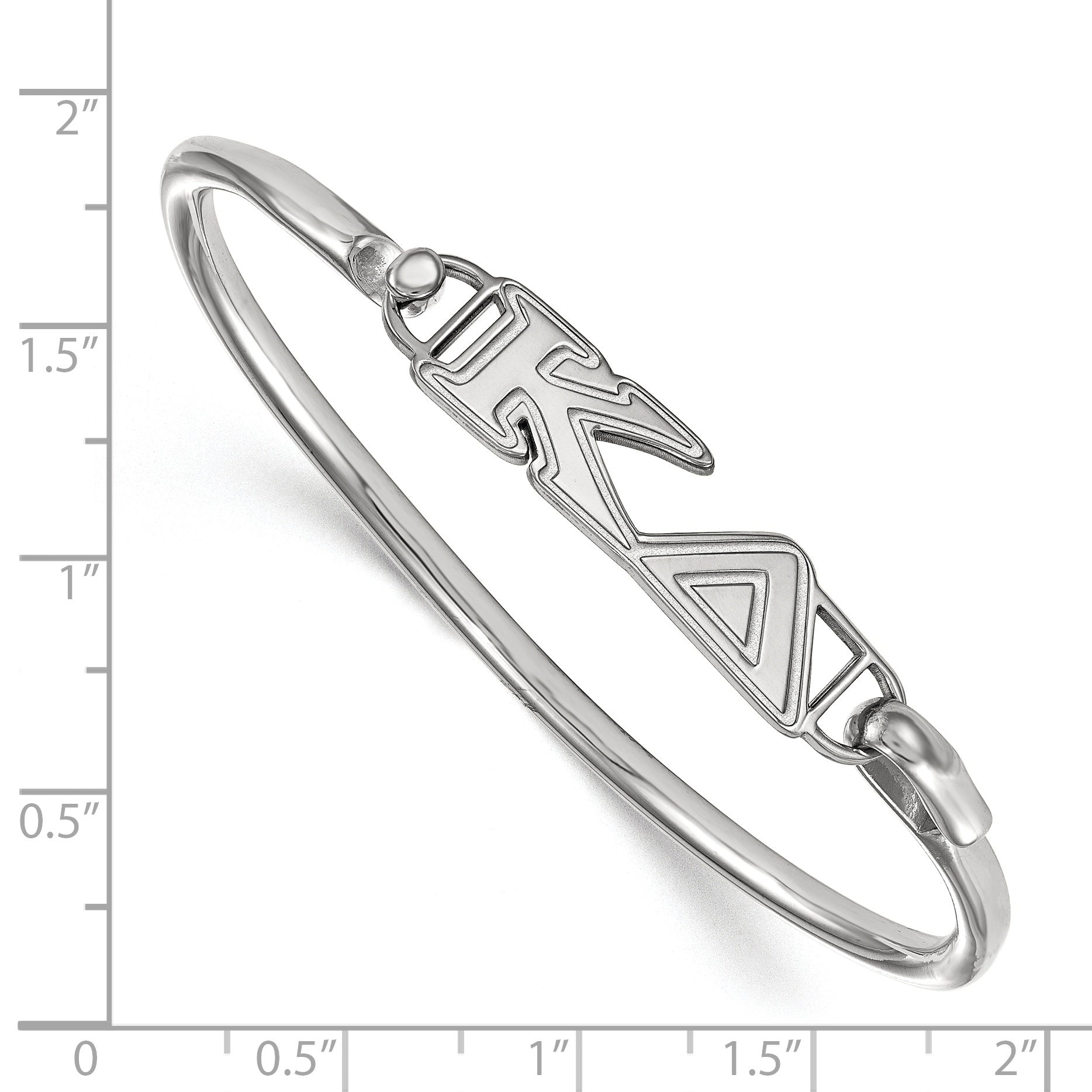 Sterling Silver Rh Plated Logoart Kappa Delta Small Hook And Clasp Bangle