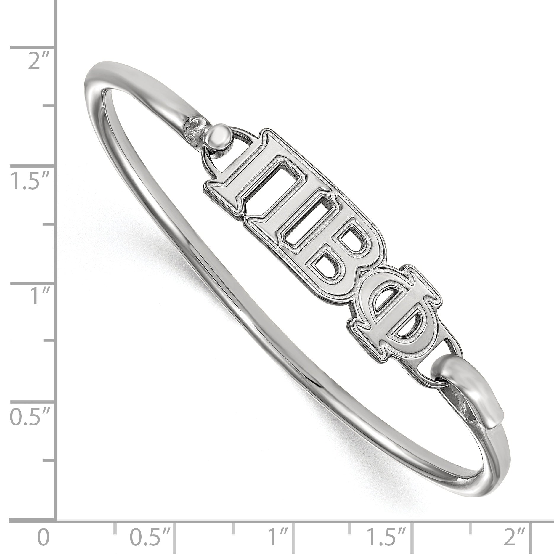 Sterling Silver Logoart Pi Beta Phi Small Hook And Clasp Bangle