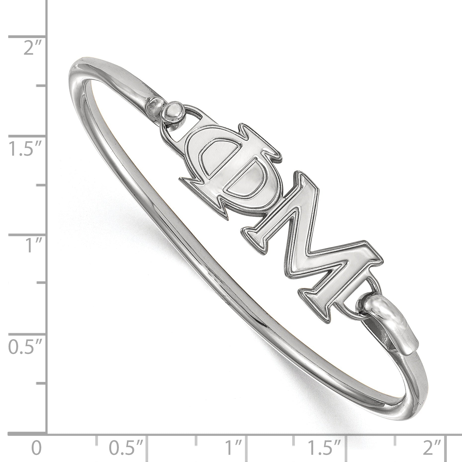 Sterling Silver Rh Plated Logoart Phi Mu Small Hook And Clasp Bangle