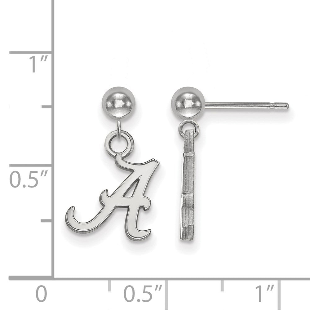 Sterling Silver Rhodium Plated Logoart University Of Alabama Letter A Dangle Ball Post Earrings