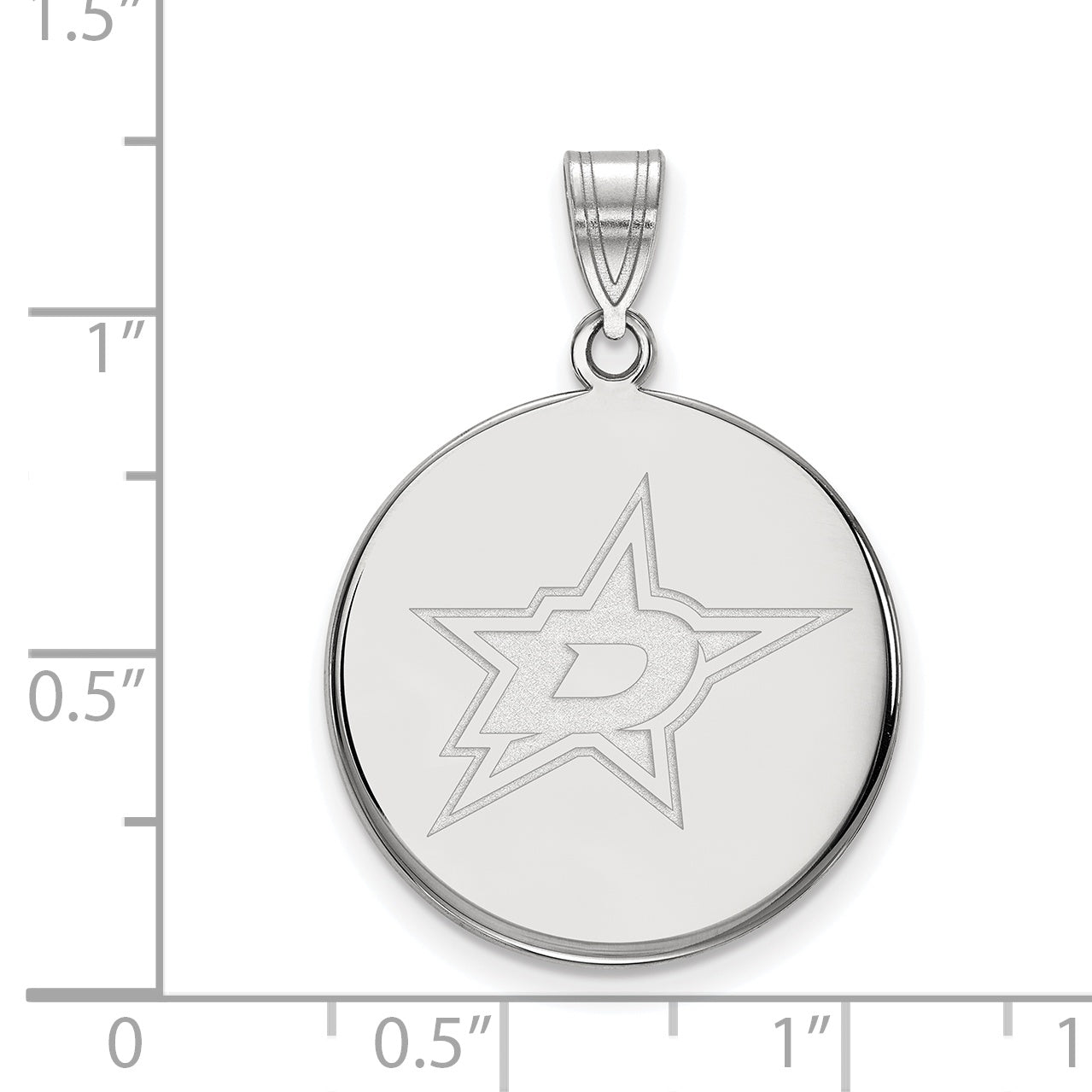 10K White Gold Nhl Logoart Dallas Stars Large Disc Pendant