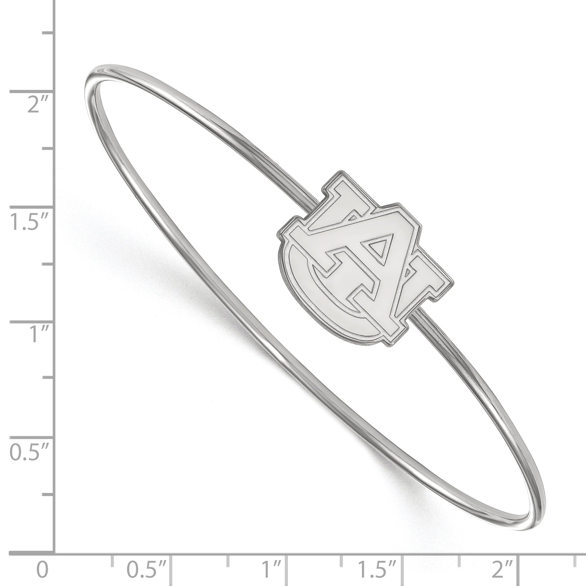Sterling Silver Rh Plated Logoart Auburn University Bangle Slip On
