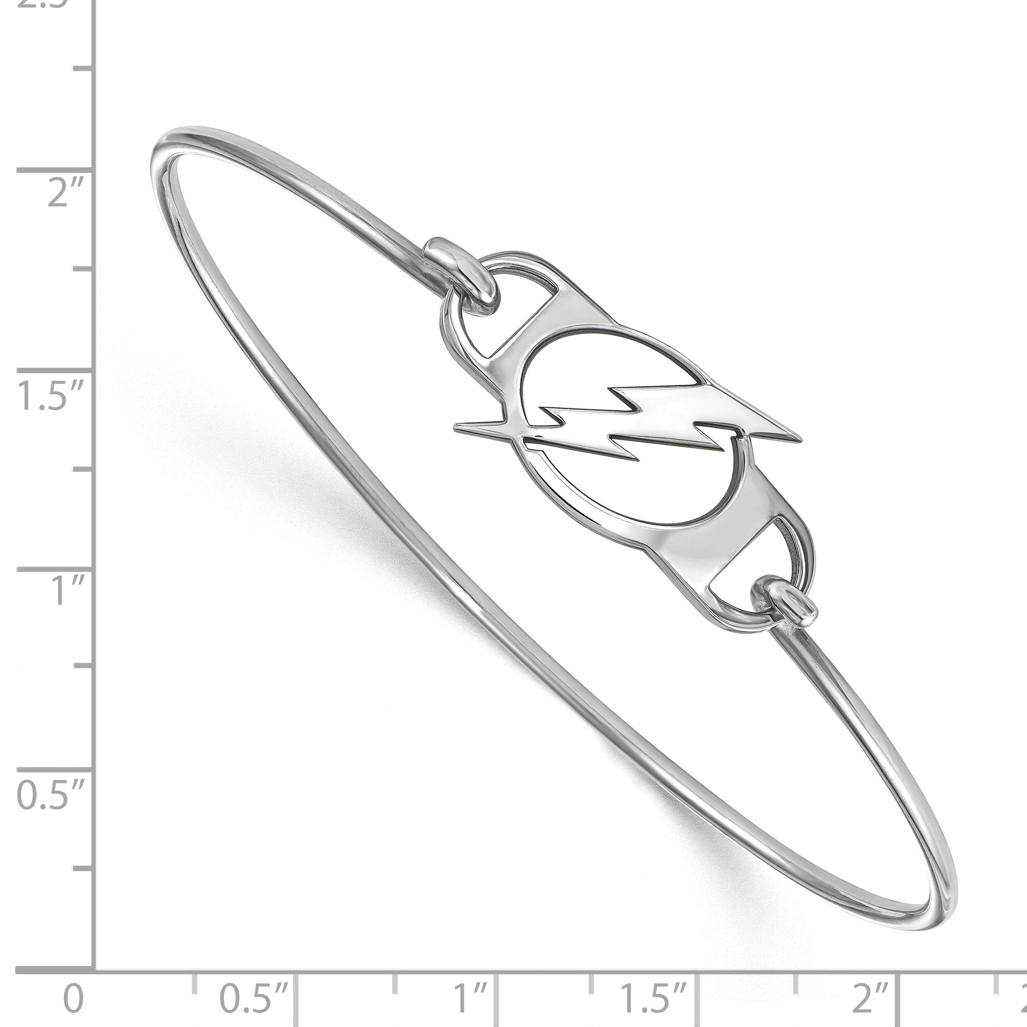 Sterling Silver Rhodium Plated Nhl Logoart Tampa Bay Lightning Small Center 7 Inch Wire Bangle