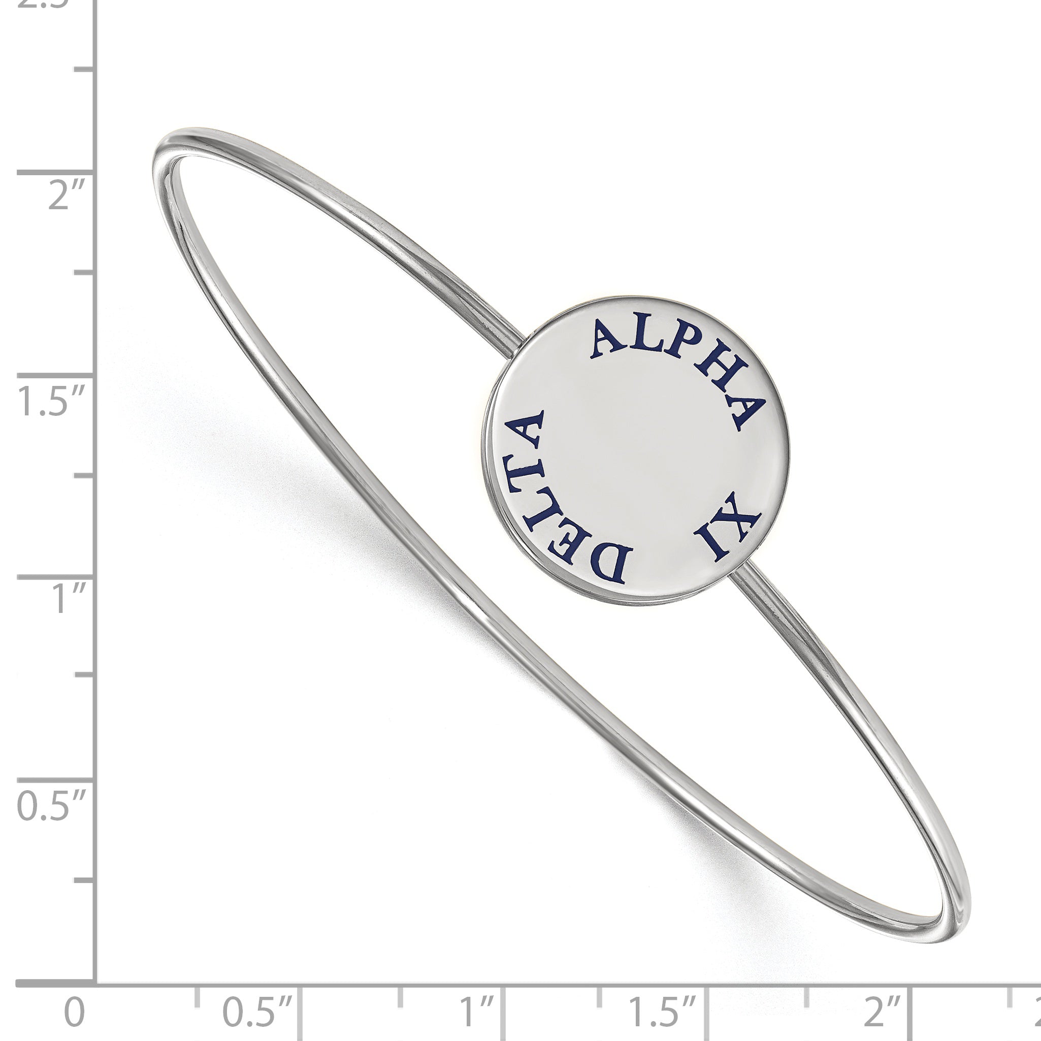 Sterling Silver Rh Plated Logoart Alpha Xi Delta Enameled Slip On Bangle