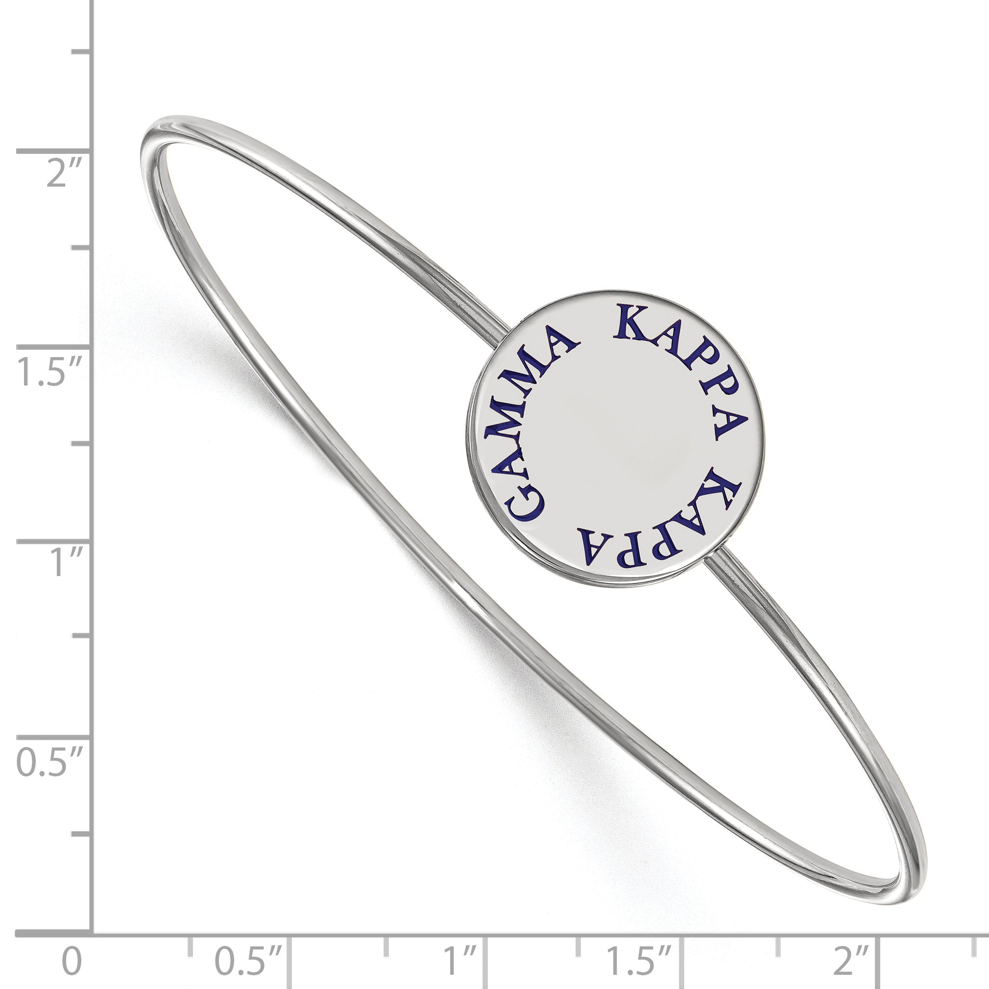 Sterling Silver S. Rh Plated Logoart Kappa Gamma Enameled Slip On Bangle