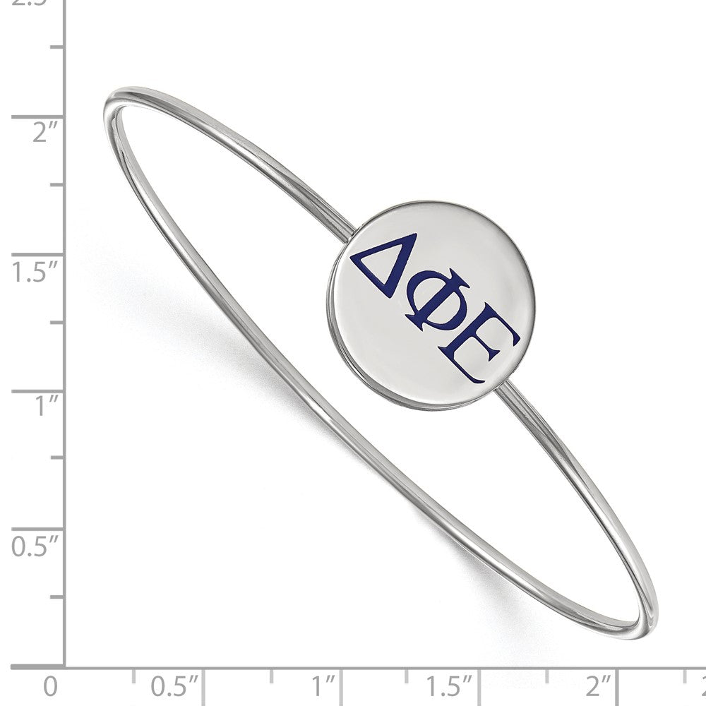 Sterling Silver S. Rh Plated Logoart Delta Phi Epsilon Enameled Slip On Bangle
