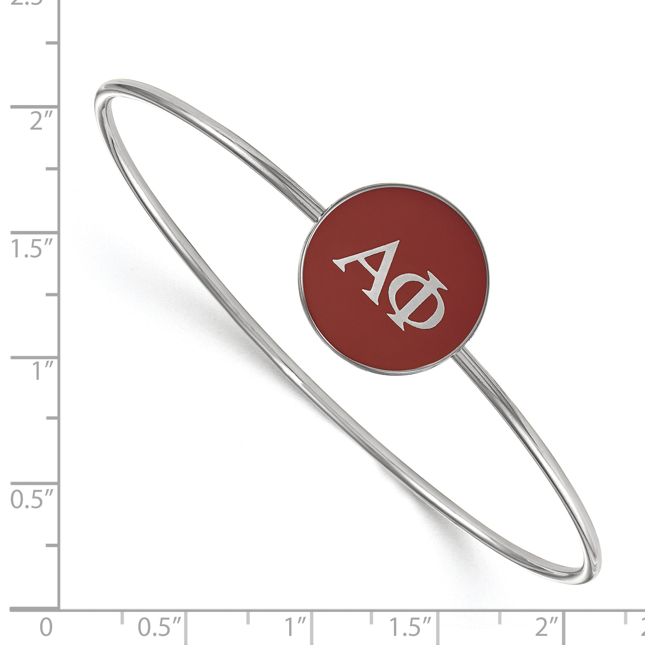 Sterling Silver Rh Plated Logoart Alpha Phi Enameled Slip On Bangle