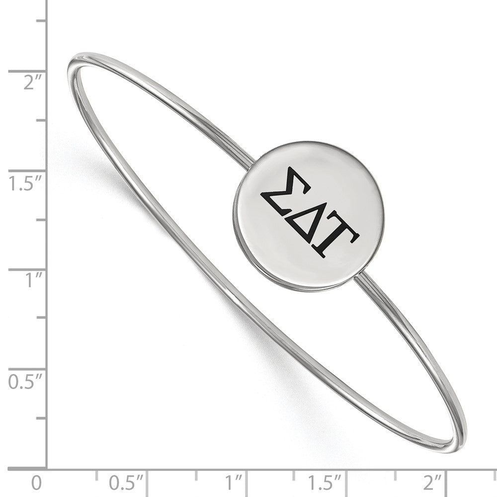 Sterling Silver Rh Plated Logoart Sigma Delta Tau Enameled Slip On Bangle
