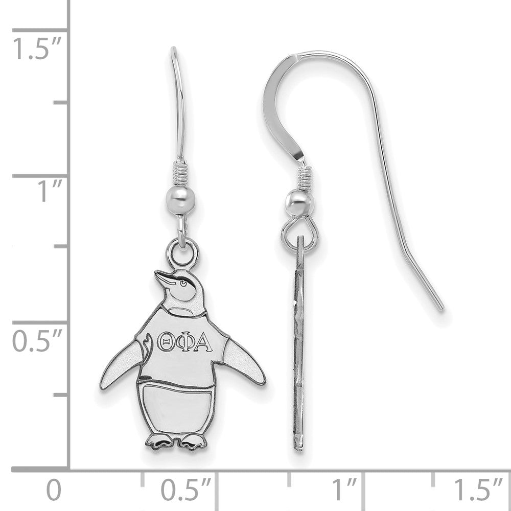 Sterling Silver Rhodium Plated Logoart Theta Phi Alpha Sorority Symbol Small Dangle Wire Earrings