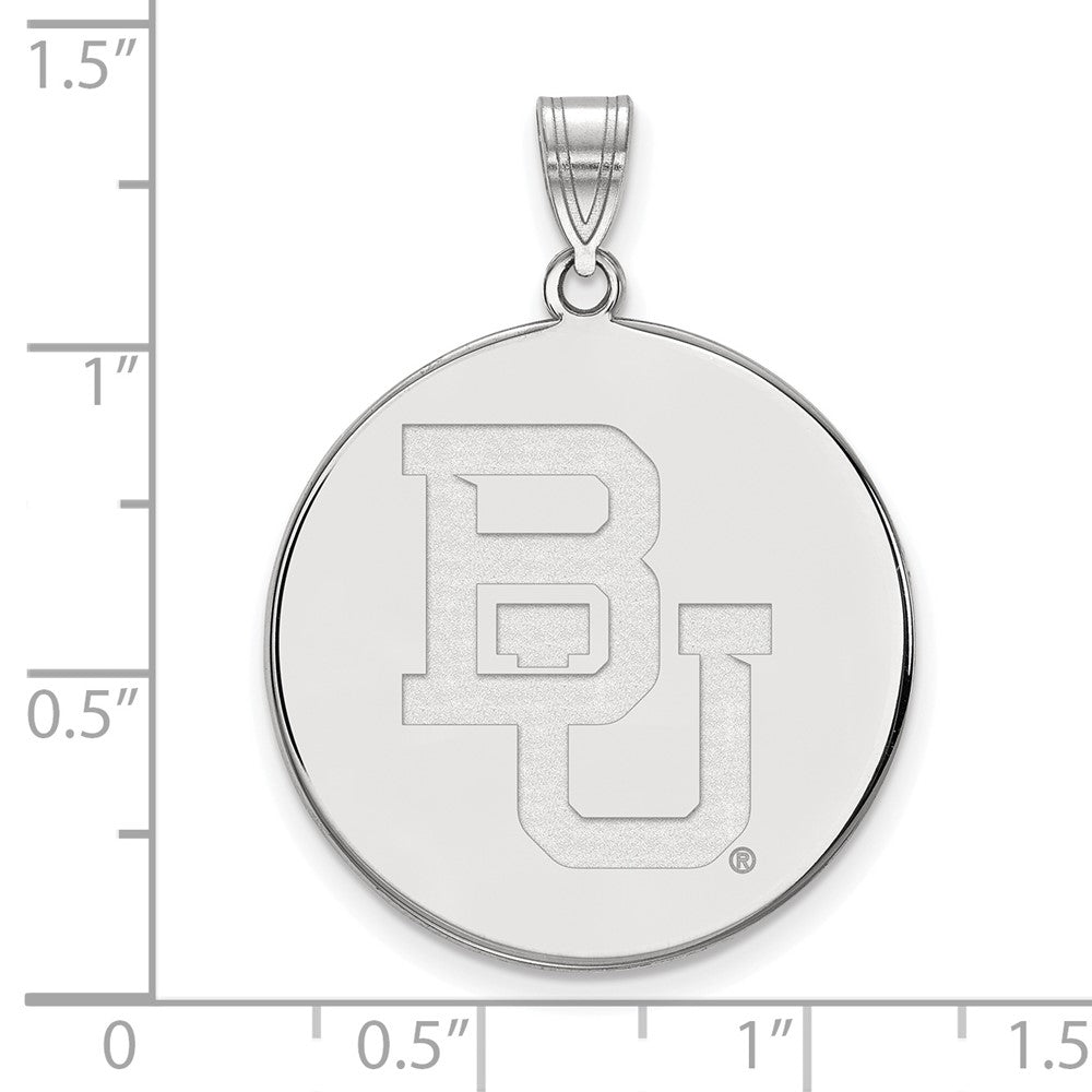 Sterling Silver Rhodium Plated Logoart Baylor University Bears Extra Large Disc Pendant