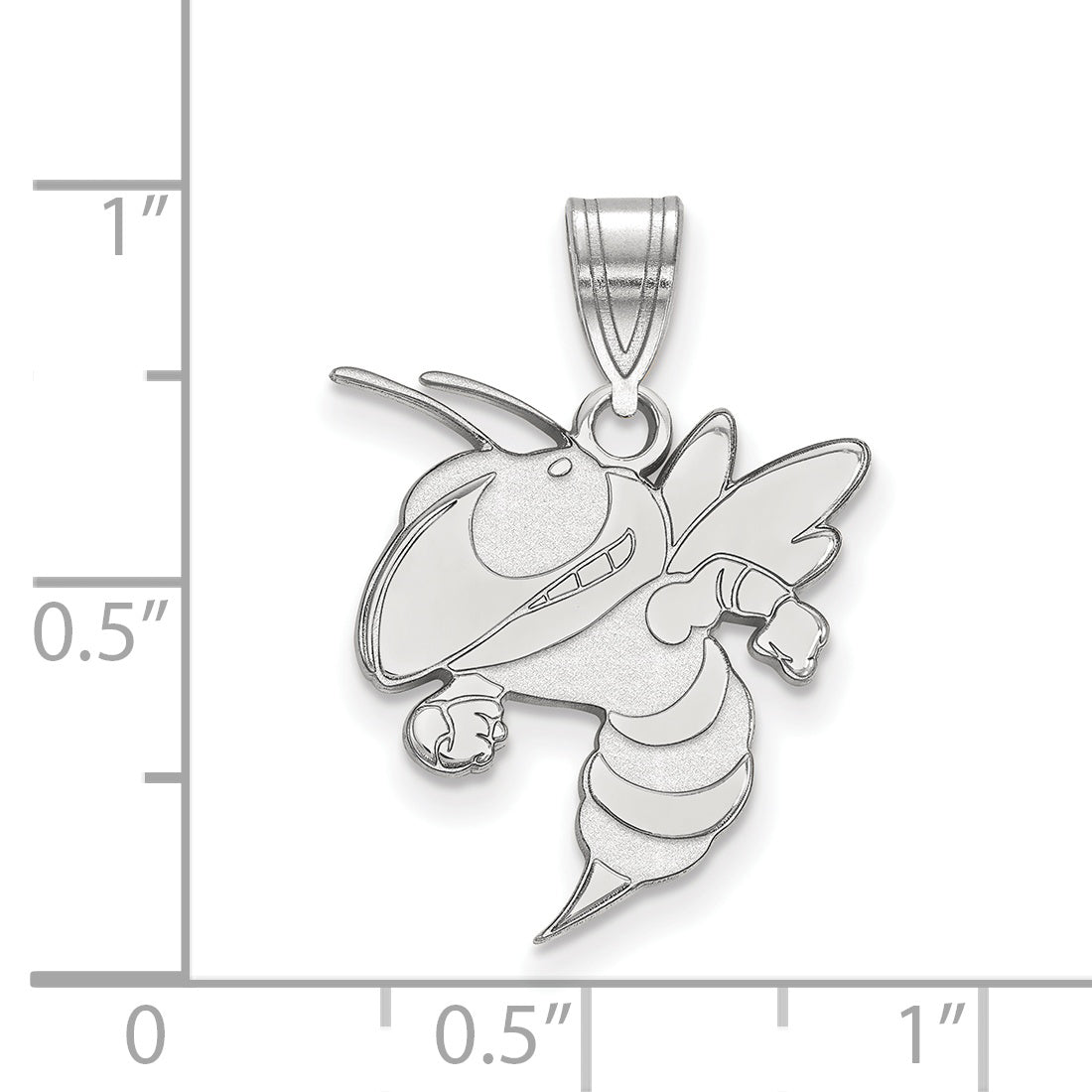 Sterling Silver Rhodium Plated Logoart Georgia Institute Of Technology Yellow Jacket Large Pendant