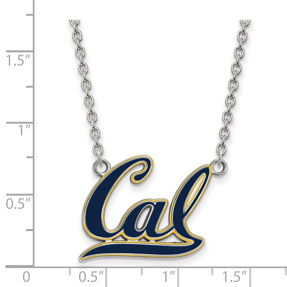 Sterling Silver Rhodium Plated Logoart University Of California Berkeley Large Enameled Pendant 18 Inch Necklace