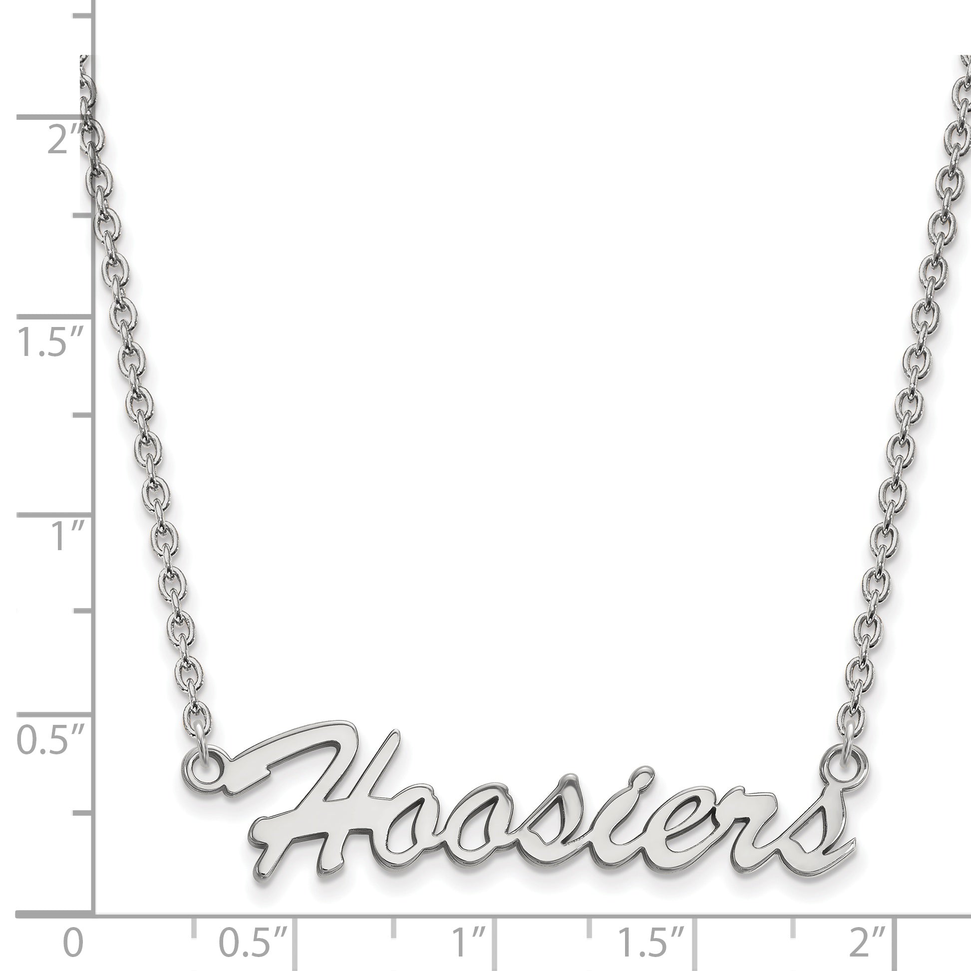 Sterling Silver Rhodium Plated Logoart Indiana University Hoosiers Script Medium Pendant 18 Inch Necklace