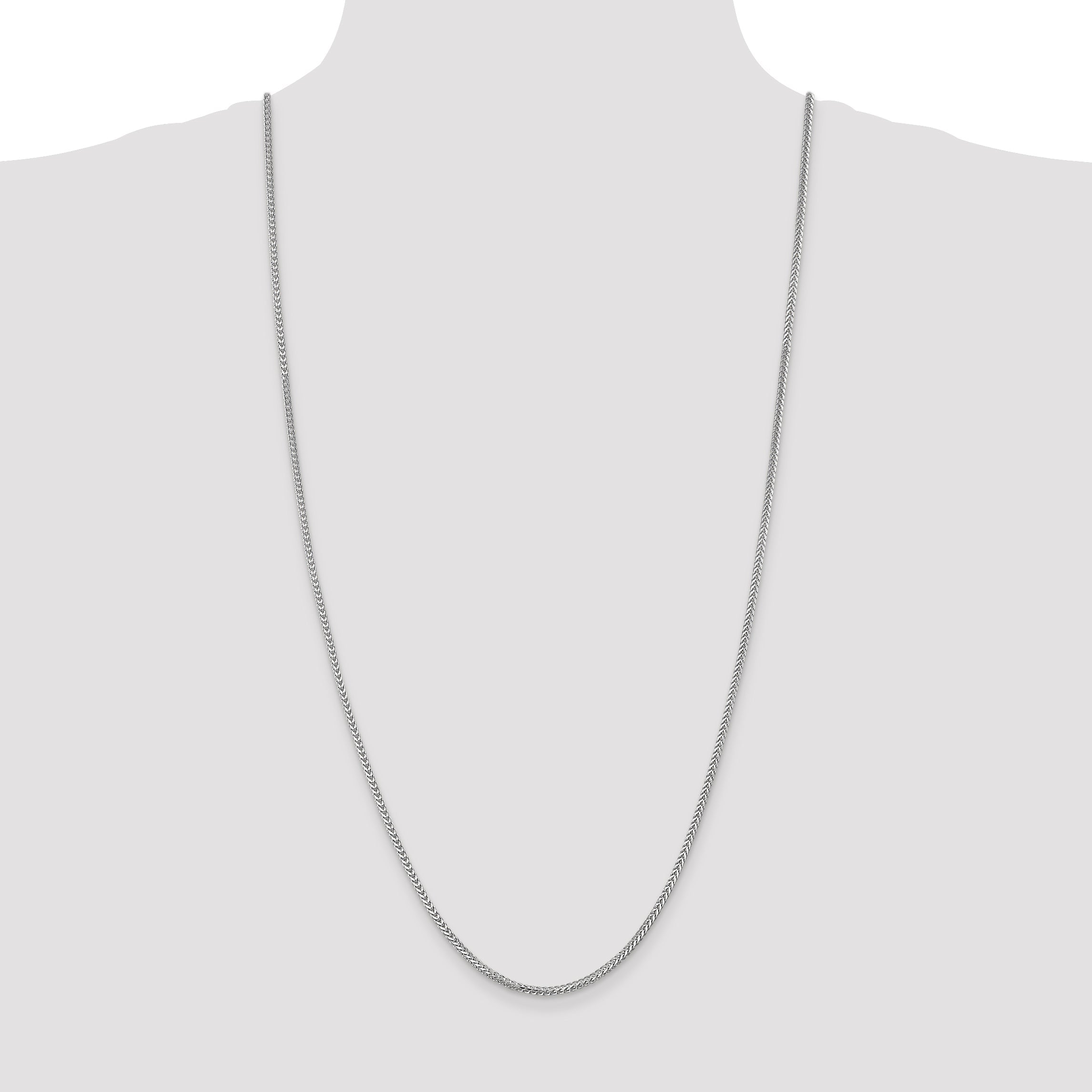 14K White Gold 30 Inch 2mm Franco With Lobster Clasp Chain Necklace