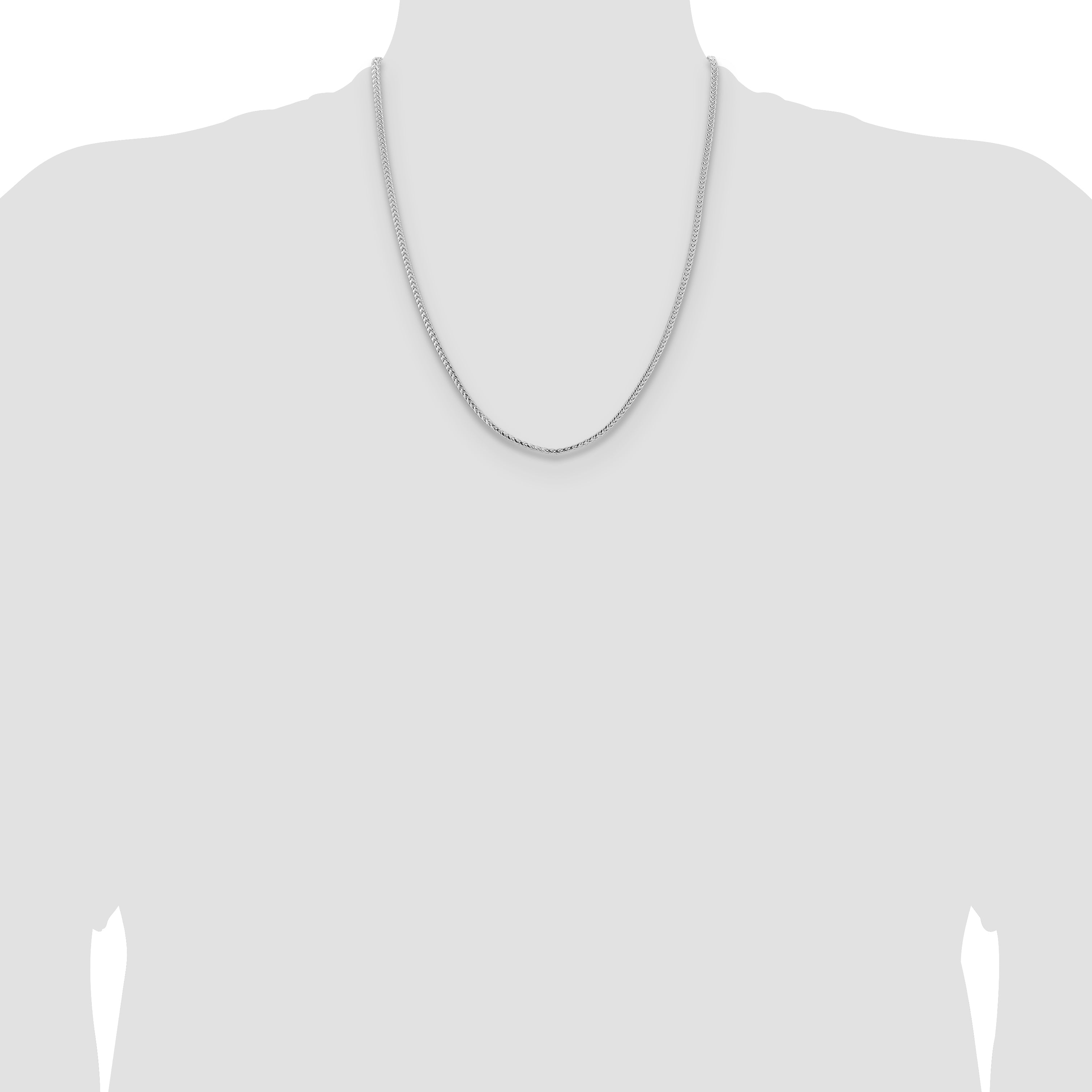 14K White Gold 22 Inch 3mm Franco With Fancy Lobster Clasp Chain Necklace