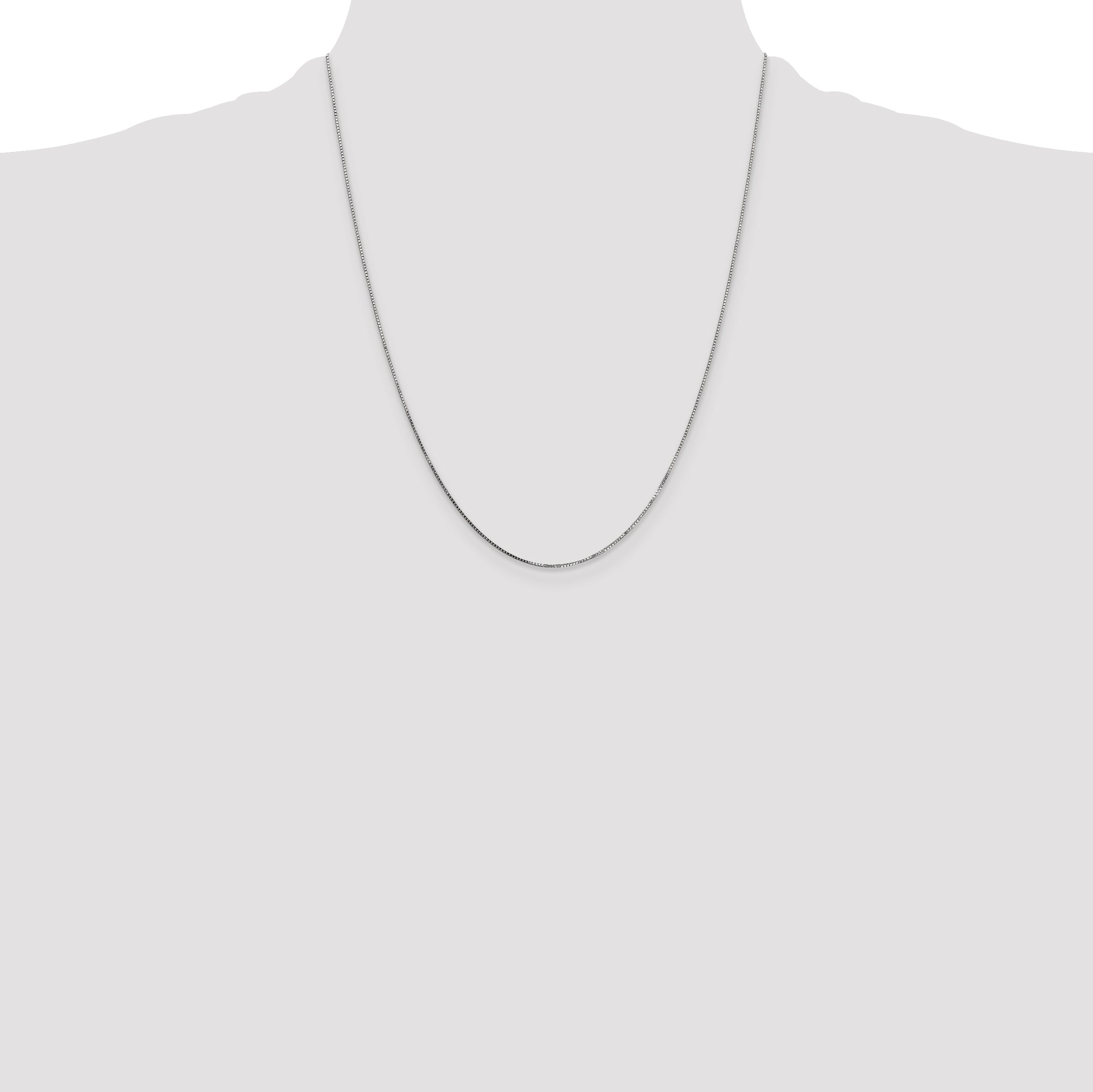 14K White Gold 22 Inch .7mm Box With Spring Ring Clasp Chain Necklace