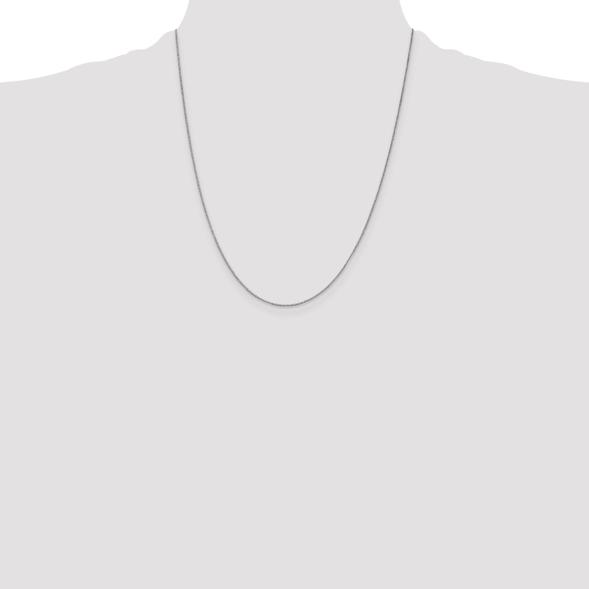 14K White Gold 22 Inch .7mm Box With Lobster Clasp Chain Necklace