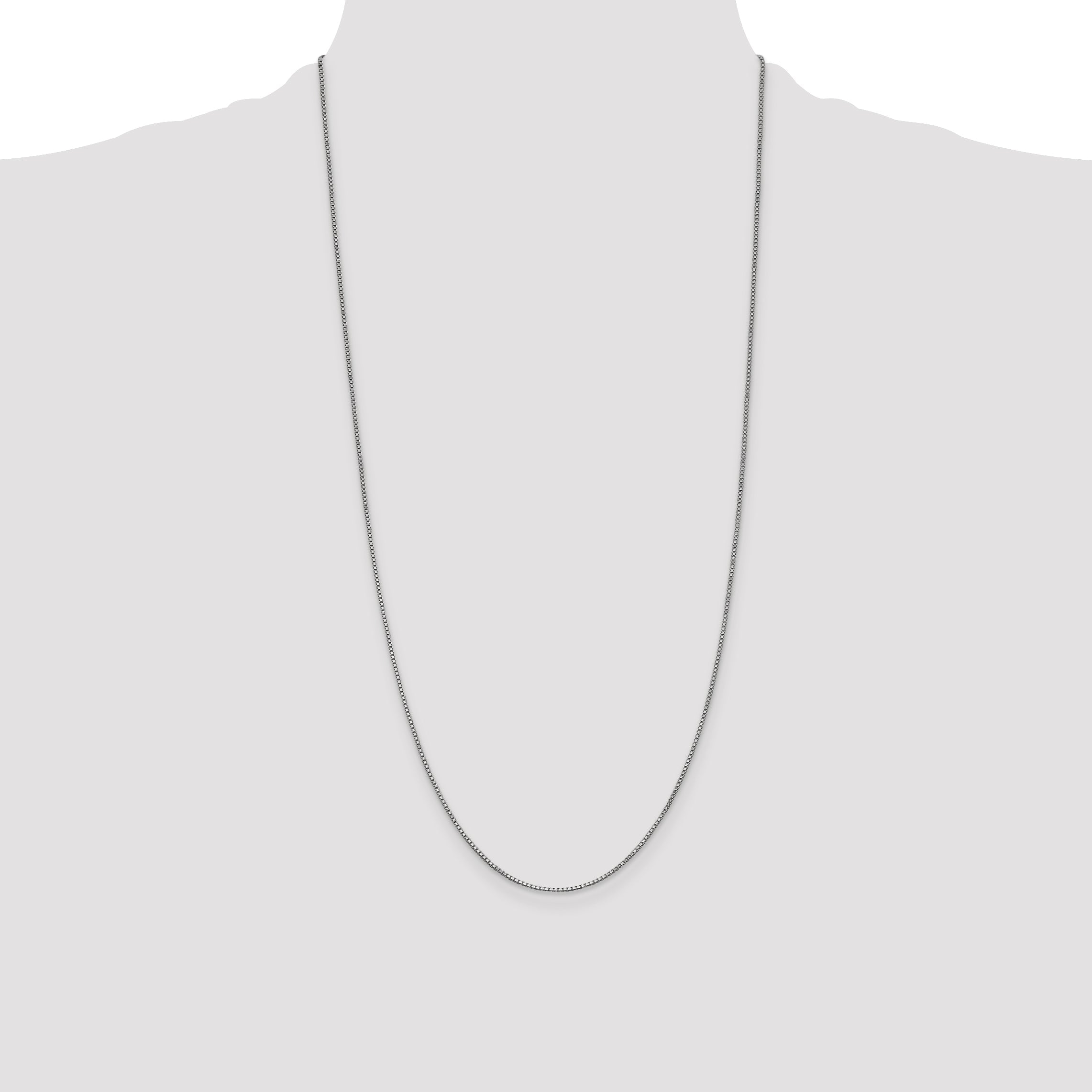14K White Gold 28 Inch 1mm Box With Lobster Clasp Chain Necklace