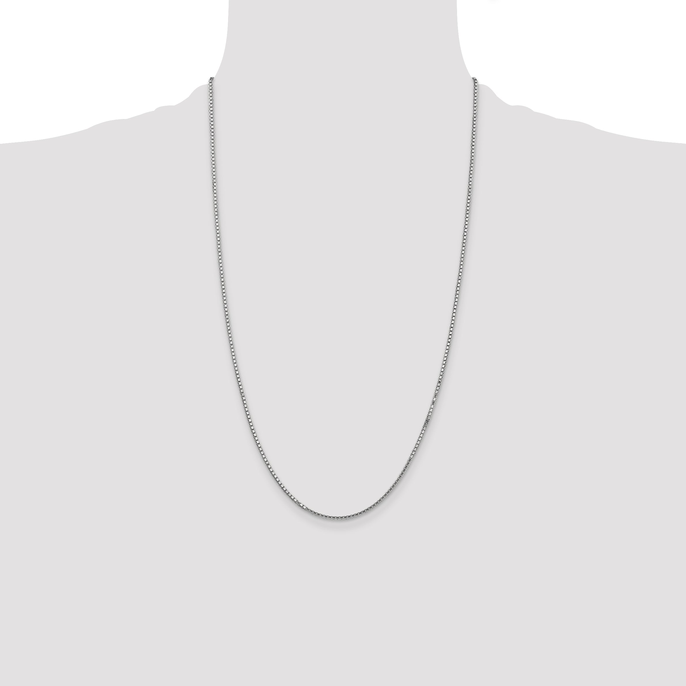 14K White Gold 26 Inch 1.5mm Box With Lobster Clasp Chain Necklace