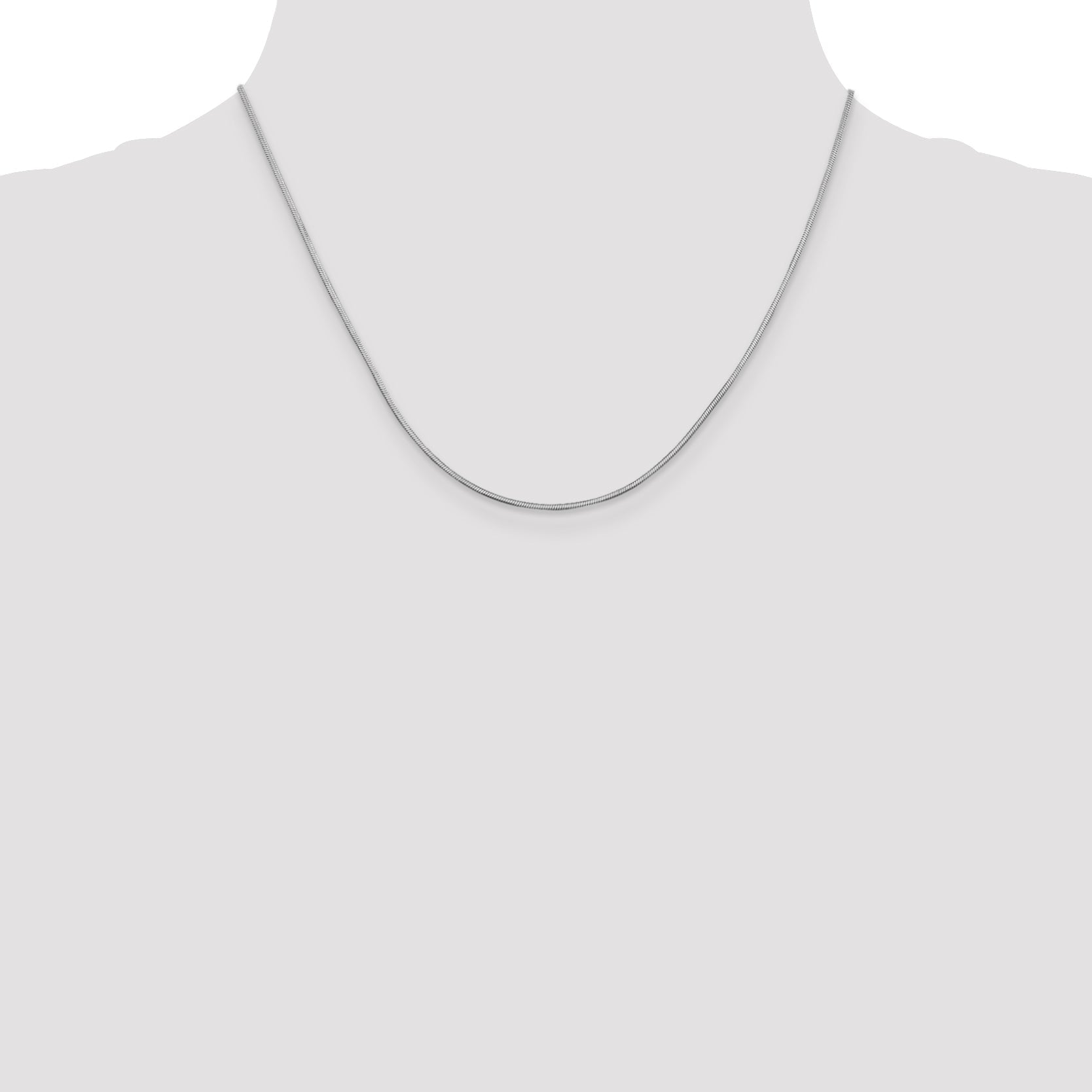 14K White Gold 18 Inch 1mm Octagonal Snake With Lobster Clasp Chain Necklace