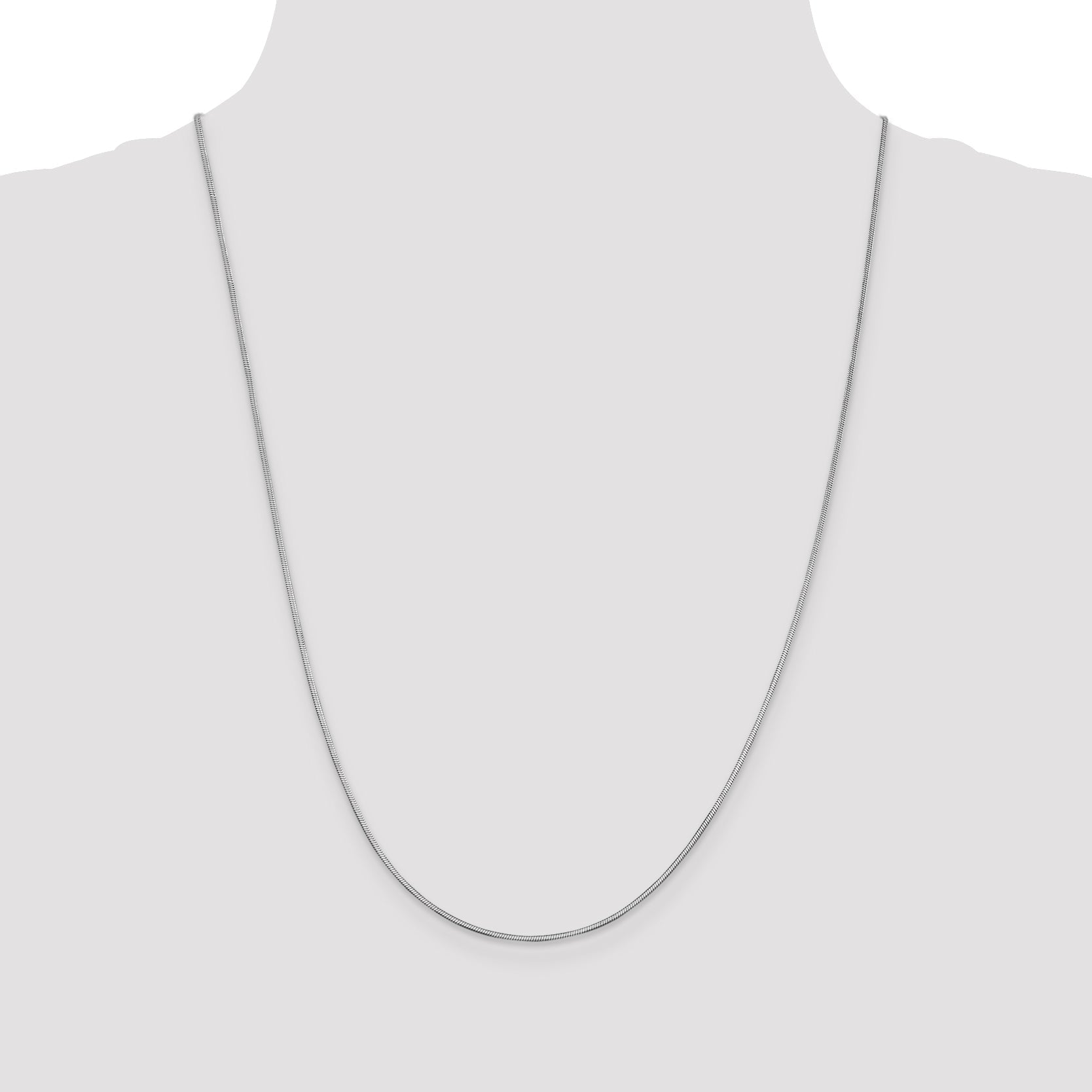 14K White Gold 24 Inch 1mm Octagonal Snake With Lobster Clasp Chain Necklace