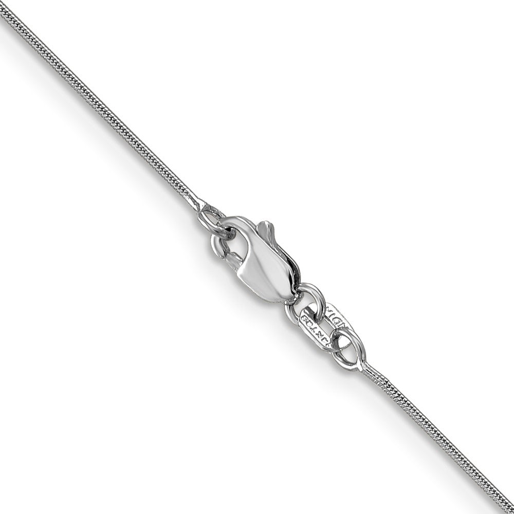14K White Gold 14 Inch .8mm Round Snake With Lobster Clasp Chain Necklace