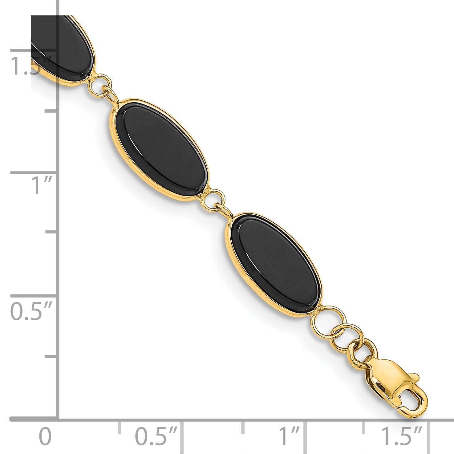 14K Yellow Gold Polished 12X7mm Onyx 7.25 Inch Bracelet