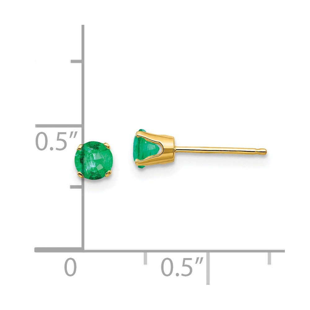14K Yellow Gold 4mm May/Emerald Post Earrings