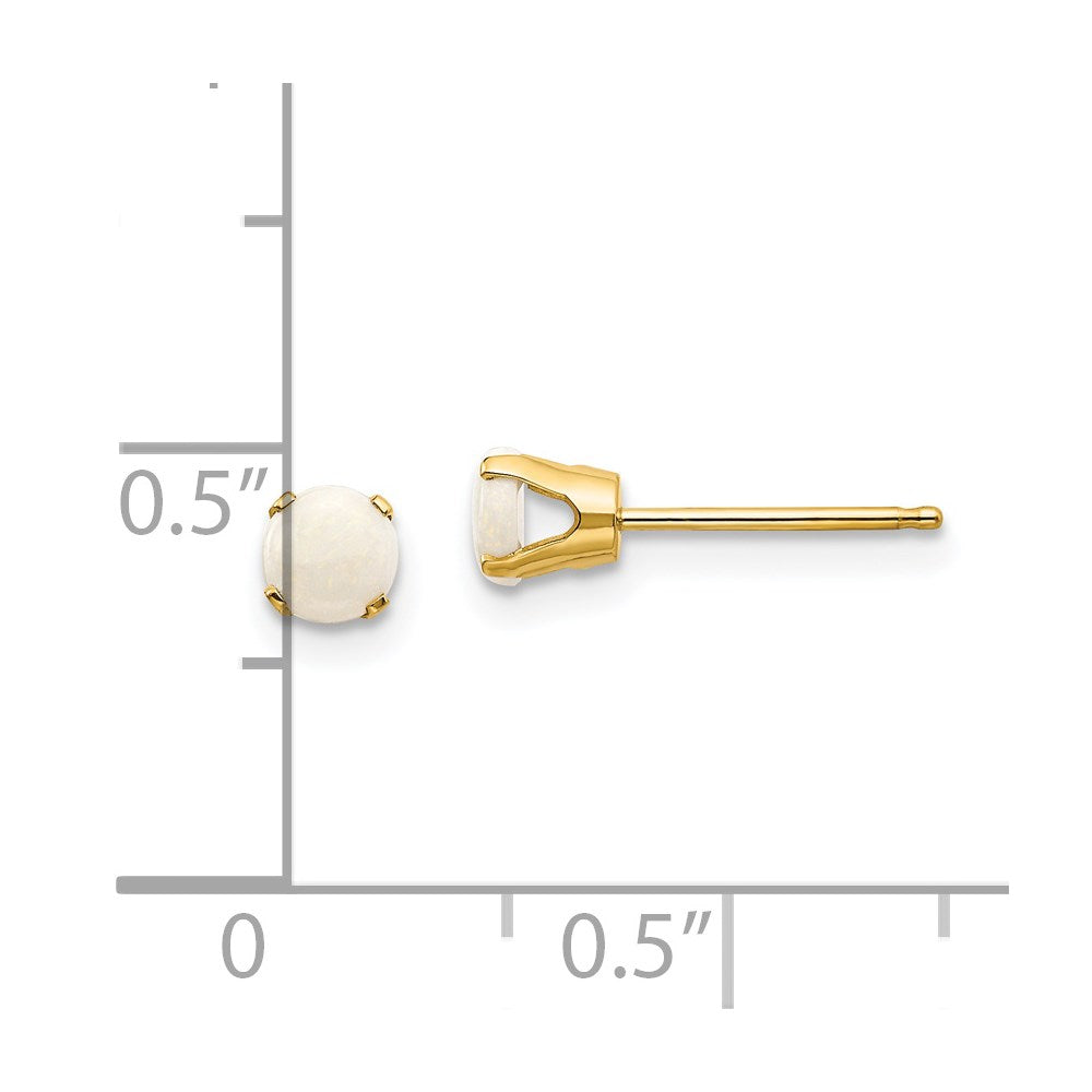 14K Yellow Gold 4mm October/Opal Post Earrings