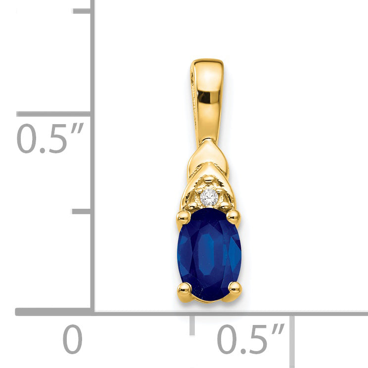 14K Yellow Gold Sapphire And Diamond Pendant