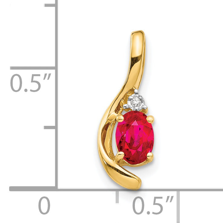 14K Yellow Gold Ruby And Diamond Pendant