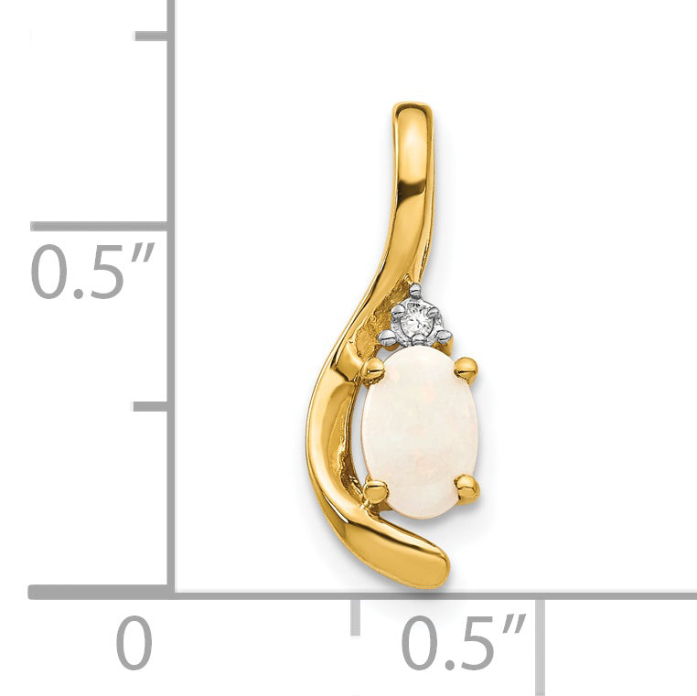 14K Yellow Gold Opal And Diamond Pendant