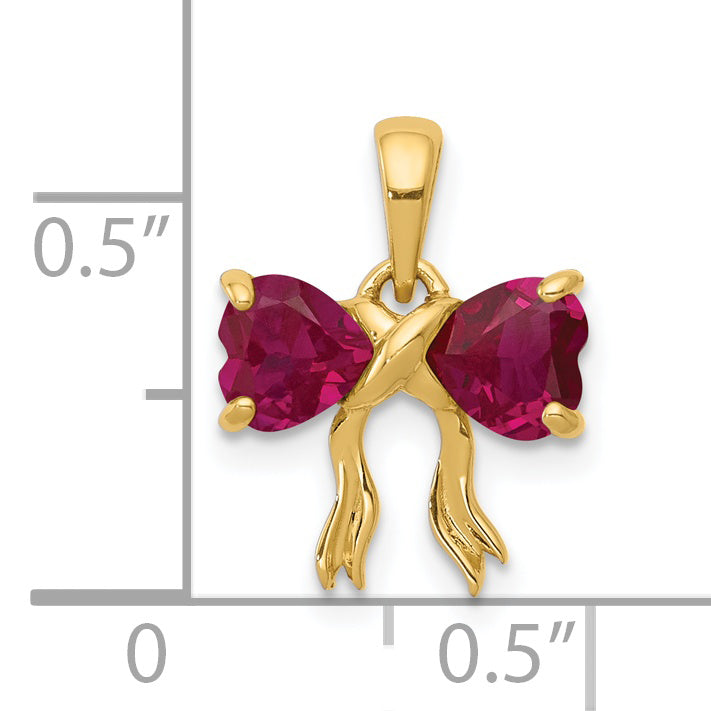 14k Yellow Gold 14k Gold Polished Created Ruby Bow Pendant